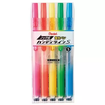 Pentel Highlighter Retractable Handy Line S 5 Color Set SXNS15-5