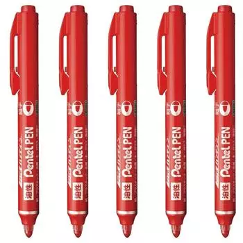 Pentel pen knock type handy S Pentel PEN round point red 5 pieces oil-based lead/fine XNXS15-BP