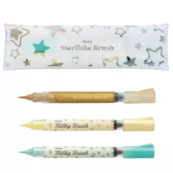 Pentel Starflake Brush Pen Limited Edition Milky Set Pastel Pastel Mint (Gold, Yellow, Green) GFH-SPST2