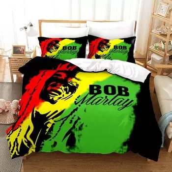 Penutup Selimut Set Tempat Tidur Bob Marley Penutup Selimut Tempat Tidur Kustom Untuk Анак-анак Лаки-лаки Деваса Декораси EU single(135x200cm)