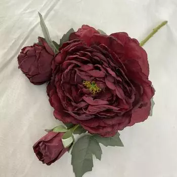 Peony Decorative Arrangements Wedding Realistic Artificial Floral Decoration Dark Red