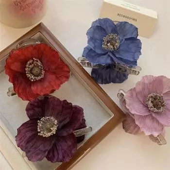 Peony Flower Simulation Flower Hair Claw Cloth Large Shark Clip Cute Flower Hair Clip Daily светло-фиолетовый