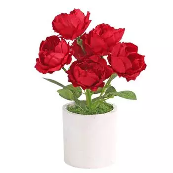 Peony Flower Small Bonsai High-End Simulated Flower Creative Indoor Ornament Green Plant Simulated Potted Flower Fake Flower красный