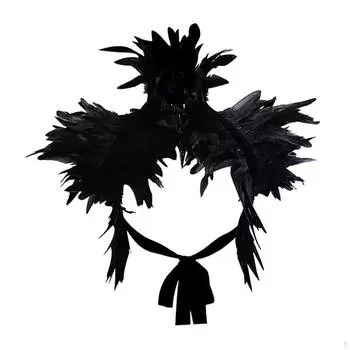 Перьевая накидка, украшение для праздничного женского наряда чёрный