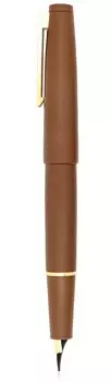 Перьевая ручка Gullor Color X80 Simple Design с конвертером и подарочной коробкой, золотой клип, сверхтонкое перо, коричневое (0.38mm)
