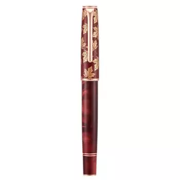 Перьевая ручка Hongdian N8 из смолы с красным акриловым колпачком в виде кленового листа, с отделкой из перьев EF/F, гладкие офисные ручки для письма и подарков с конвертером F красный