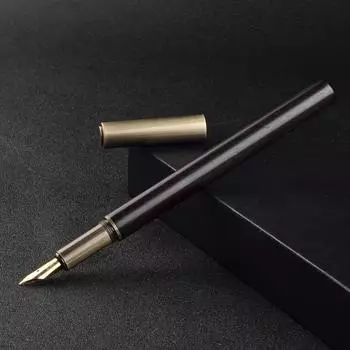 Перьевая ручка из дерева и латуни, винтажный креативный подарок, подходит для использования в бизнесе и офисе, с наконечником 0,5 мм.