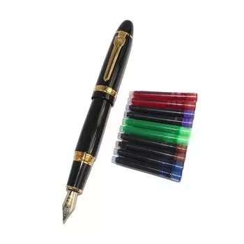 Перьевая ручка Jinhao 159 с оригинальным чехлом для ручки и 5-цветным картриджем Gullor Ink Cartridge Black -