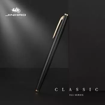 Перьевая ручка Jinhao 911, новая версия, матовый черный корпус, золотисто-серебряный зажим, 0,38 мм, перо EF, чернильные ручки