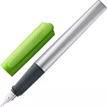Перьевая ручка LAMY Nexx с лаймовой рукояткой и полированным стальным пером, размер M, треугольный алюминиевый корпус, LAMY T 10, синяя, с чернильным картриджем - противоскользящая - - -