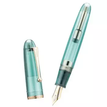 Перьевая ручка Lanxivi Jinhao 9019 серии Dadao, прозрачный синий акриловый перо с золотой отделкой, средний перо с большим конвертером для каллиграфического письма #8