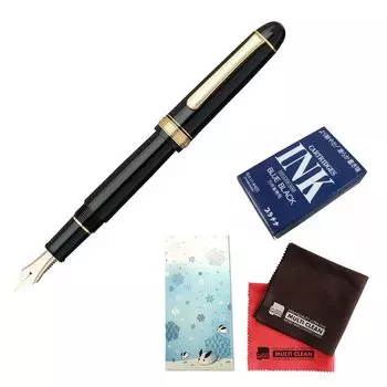 Перьевая ручка Platinum Century Black в черном цвете Fine Soft SF с набором из 4 картриджей #3776 PNB-15000#1