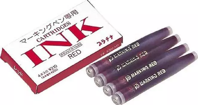 Перьевая ручка Platinum с мягкими чернилами в красной коробке (4 шт) СПМ-200#2 [20 комплект] красный