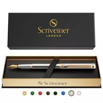 Перьевая ручка Scriveiner Finest Premium, привлекательная красота, отделка из 24-каратного золота, перо Schmidt с покрытием из 18-каратного золота, подходит для мужчин и женщин, профессиональных руководителей