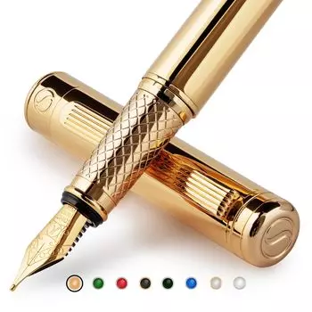 Перьевая ручка Scriveiner Finest Premium, привлекательная красота, отделка из 24-каратного золота, перо Schmidt с покрытием из 18-каратного золота, подходит для мужчин и женщин, профессиональных руководителей