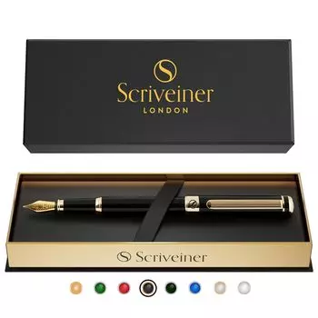 Перьевая ручка Scriveiner Finest Premium, привлекательная красота, отделка из 24-каратного золота, перо Schmidt с покрытием из 18-каратного золота, подходит для мужчин и женщин, профессиональных руководителей