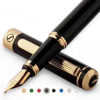 Перьевая ручка Scriveiner Finest Premium, привлекательная красота, отделка из 24-каратного золота, перо Schmidt с покрытием из 18-каратного золота, идеально подходит для мужчин и женщин, профессиональных руководителей