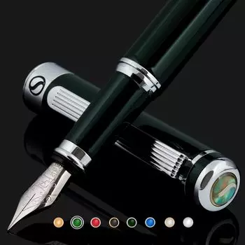 Перьевая ручка Scriveiner, очень темная, британская гоночная, потрясающая, роскошная, хромированная, Schmidt Fine, лучшая ручка, подарочный набор для мужчин и хорошая ручка - зеленая, ручка, отделка, перо,
