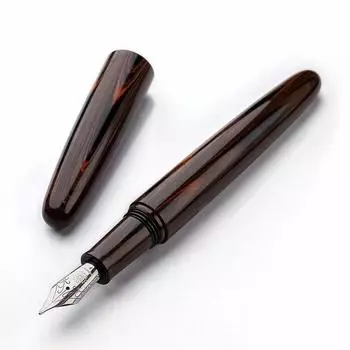 Перьевая ручка WANCHER Dream Перьевая ручка DREAM PEN Makoto Ebonite Marble Brown Перьевая ручка в форме сигары (B Жирный)
