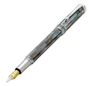 Перьевая ручка Xezo Maestro Fine Nib, изготовленная вручную из черного платинового перламутра с ограниченной серийной жемчужиной. Покрытый. Версия,