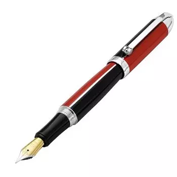 Перьевая ручка Xezo Visionary из латуни и алюминия, тонкое перо. Красный и черный лак для рук. Ограниченный тираж 500 экземпляров. Классическая цветовая гамма ар-деко,