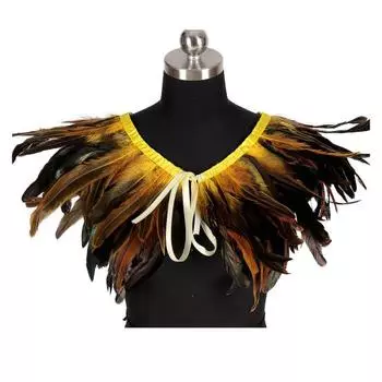 Перьевая шаль Яркий цвет Хэллоуин Вечеринки Плащ Носить как юбку или шаль Шаль в готическом стиле с лентой на шнуровке Аксессуар для костюма жёлтый