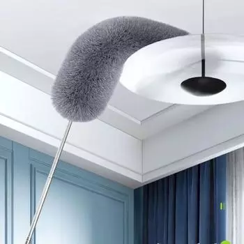 Перьевая тряпка для электростатического удаления пыли, подметание бытовой телескопической стойки, очистка потолка от пыли, очиститель с большим зазором серый