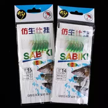 Перьевые приманки рыболовные крючки зеленая резина Sabiki приманка рыболовные снасти Sabiki Rigs соленая вода Hook 13