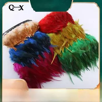Перья с красными кончиками для самостоятельного изготовления одежды, украшений, подарков, поделок и украшений жёлтый