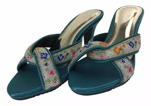 Перанаканские традиционные вышитые сандалии с бисером E 2E 6(24.5см)