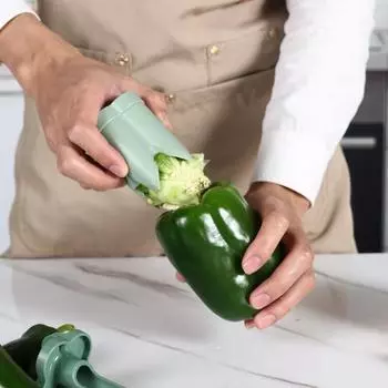 Перцерез 2 в 1 Устройство для удаления сердцевины болгарского перца Кухонная утварь Twist And Pull Устройство для удаления семян из овощей и фруктов зелёный