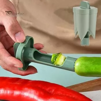 Перцерез 2 в 1 Устройство для удаления сердцевины болгарского перца Кухонная утварь Twist And Pull Устройство для удаления семян из овощей и фруктов зелёный