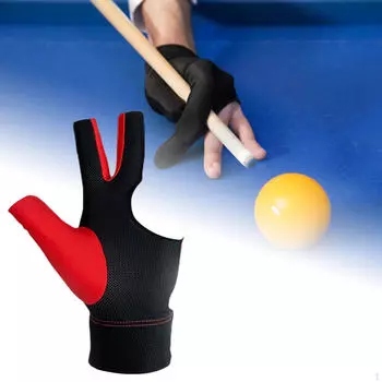 Перчатка для бильярда с тремя пальцами для левой руки, аксессуары для снукера, портативный нескользящий бильярдный пул чёрный