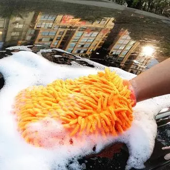 Перчатка для мытья автомобиля из микрофибры, ультравпитывающие перчатки для чистки автомобиля, двусторонняя влажная/сухая рукавица, аксессуары для мойки автомобиля