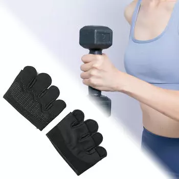 Перчатки без пальцев для тренажерного зала, амортизирующие, дышащие, для тренировок по поднятию тяжестей Black M