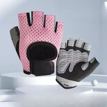 Перчатки без пальцев противоскользящие с амортизацией износостойкие против образования мозолей влагоотводящие и для поднятия железа спорт на открытом воздухе езда S