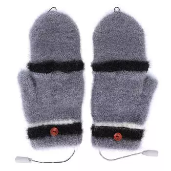 Перчатки без пальцев с подогревом, варежки, USB, двусторонние теплые перчатки для ноутбука на зиму