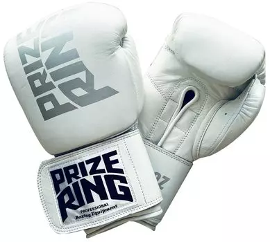 Перчатки боксерские PRIZE RING из натуральной кожи 12 унций Professional 5.0 белые/серебристые красный
