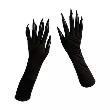 Перчатки черные, перчатки с элементами ужасов One Size