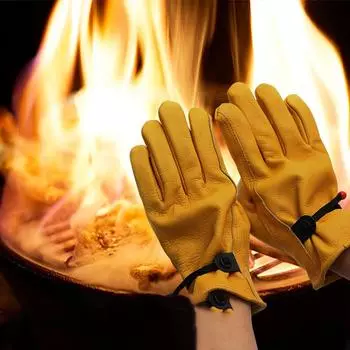 Перчатки для барбекю для путешествий, походные кожаные защитные перчатки, огнестойкие, теплоизоляционные, перчатки для выпечки, барбекю из коровьей кожи