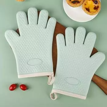 Перчатки для барбекю, противоскользящие, теплоизоляционные, кухонные принадлежности и барбекю, 1 пара, высокая термостойкость, защита от ожогов, утолщенные