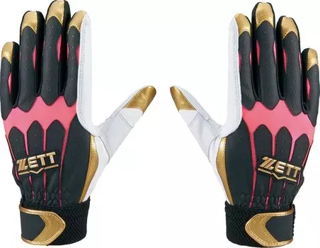 Перчатки для бейсбола ZETT, перчатки для отбивания для обеих рук, розовые и золотые, размер M BG16621 (6182)
