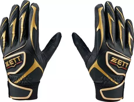 Перчатки для бейсбола ZETT Prostatus, перчатки для отбивания для обеих рук, черные с золотом, размер M BG355A (1982)
