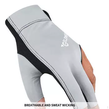 Перчатки для бильярда, 3 пальца, дышащие, нескользящие, перчатки для кия для снукера серый