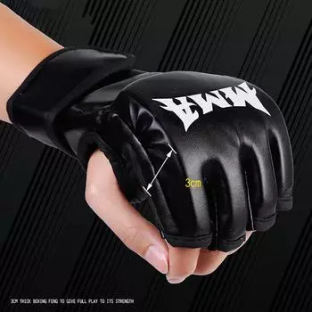 Перчатки для бокса Kick MMA для мужчин и женщин PU Karate Muay Thai Guantes De Boxeo Free Fight MMA Sanda Training Adults Kids Equipment чёрный