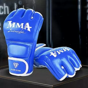 Перчатки для бокса с полупальцами, защитные перчатки для кикбоксинга из полиуретана, устойчивые к разрывам, дышащие, для спортивных принадлежностей M красный