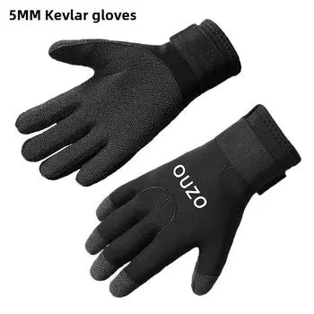 Перчатки для дайвинга OUZO 5 мм из кевлара: Толстые, теплые, износостойкие, устойчивые к порезам и проколам перчатки для рыбалки XL