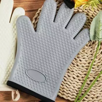 Перчатки для духовки с защитой от ожогов, утолщенная силиконовая изоляция, нескользящие, устойчивые к высоким температурам, кухонные перчатки для духовки