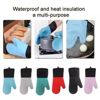 Перчатки для духовки, водонепроницаемые, со спиральным узором, нескользящие, противоожоговые, перчатки для микроволновой печи, силиконовые принадлежности для выпечки в духовке, товары для дома серый
