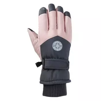 Перчатки для езды на мотоцикле, мужские зимние, сенсорные, теплые, водонепроницаемые, плюс бархатные, утолщенные, для катания на лыжах розовый
